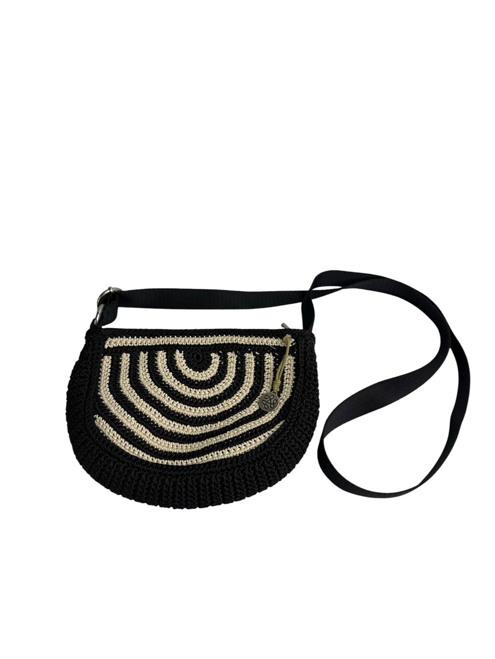 The Sak Ryder Small Crossbody Black White Macrame Purse Boho Festival Bag Zebra
